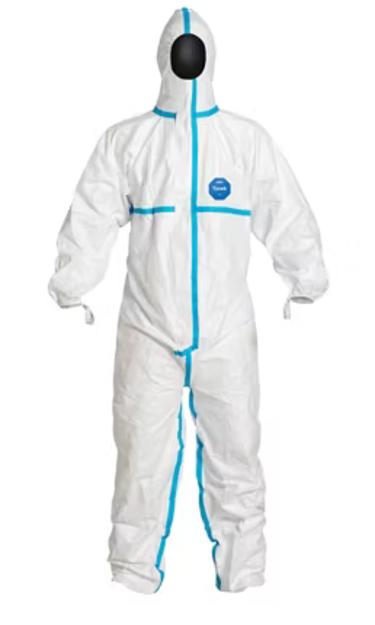 DuPont™ TY198T WH Tyvek® 600 Coveralls w/ Hood & Elastic Cuffs, Hood & Serged Over-Taped Seams 
